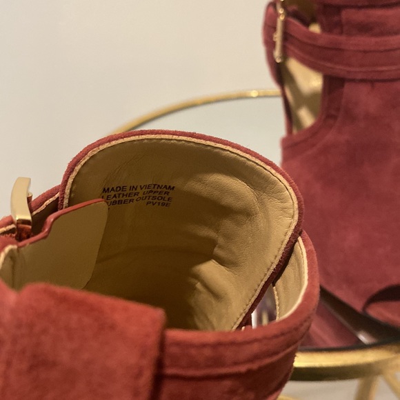 MK WINE Booties 7M Peep Toe Platform - Picture 7 of 8